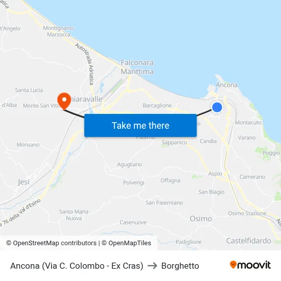 Ancona (C. Colombo Street - Ex Cras) to Borghetto map