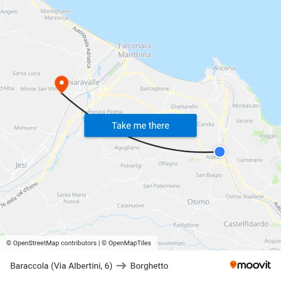 Baraccola (Via Albertini, 6) to Borghetto map