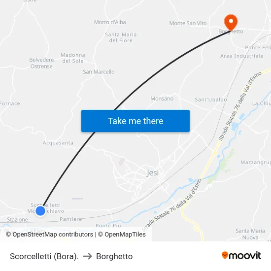 Scorcelletti (Bora) to Borghetto map