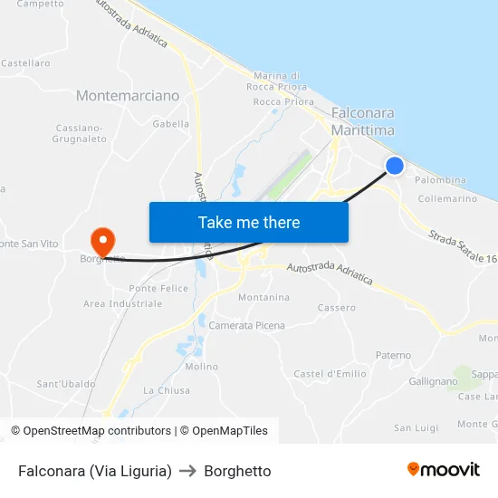 Falconara (Via Liguria) to Borghetto map