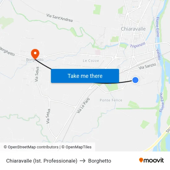 Chiaravalle (Professional Institute) to Borghetto map