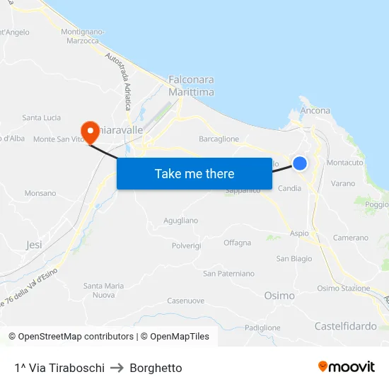 1st Tiraboschi Street to Borghetto map