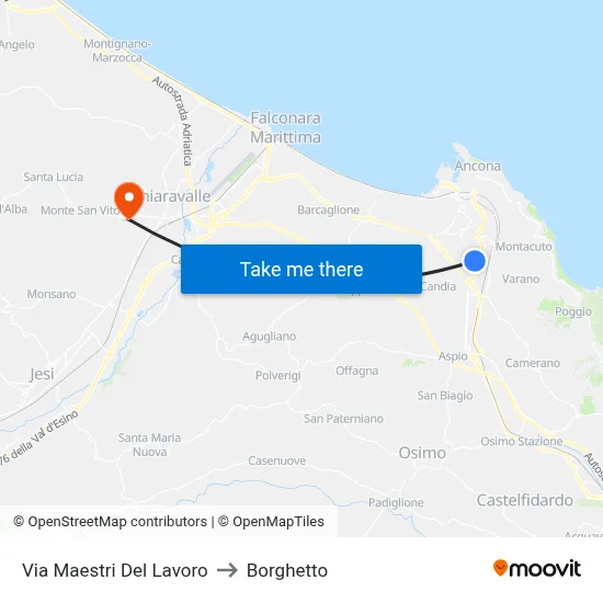 Masters of Labor Street to Borghetto map