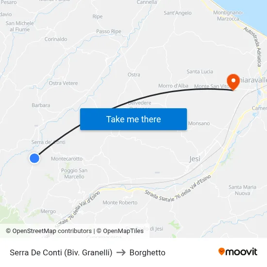 Serra De Conti (Granelli Junction) to Borghetto map