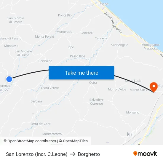 San Lorenzo (C.Leone Intersection) to Borghetto map