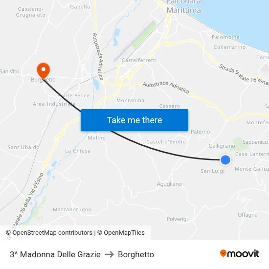 3rd Madonna Delle Grazie to Borghetto map