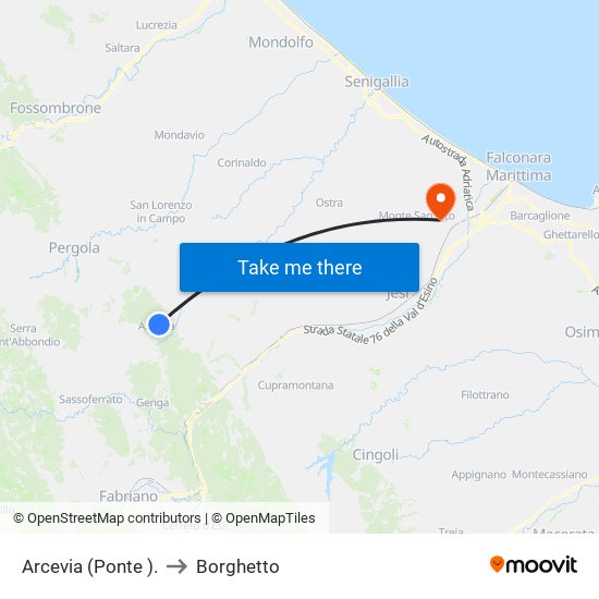 Arcevia (Ponte ). to Borghetto map
