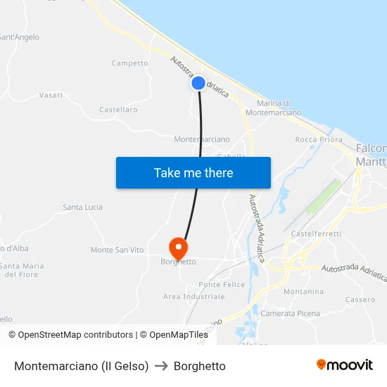 Montemarciano (The Mulberry) to Borghetto map