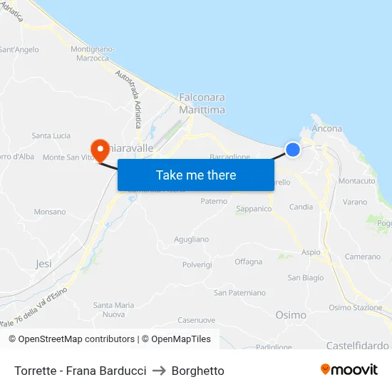 Torrette - Barducci Landslide to Borghetto map