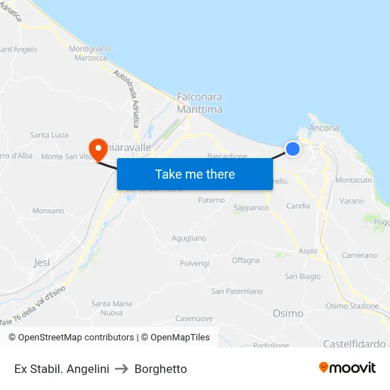 Former Angelini Factory to Borghetto map