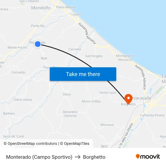 Monterado (Sports Field) to Borghetto map