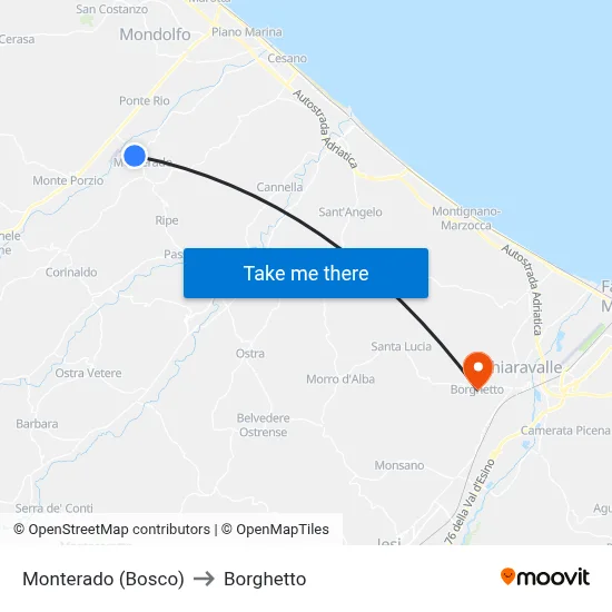 Monterado (Forest) to Borghetto map