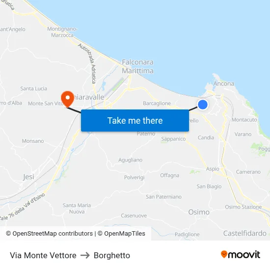 Monte Vettore Street to Borghetto map