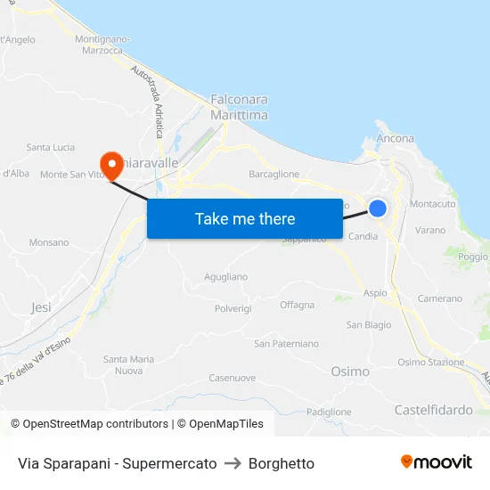 Sparapani Street - Supermarket to Borghetto map