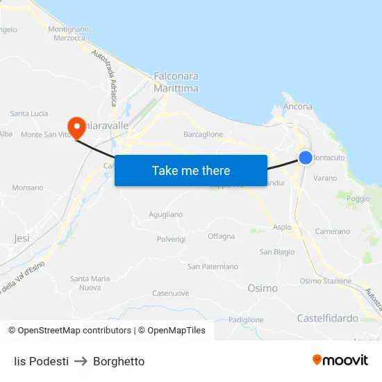 Podesti Institute to Borghetto map