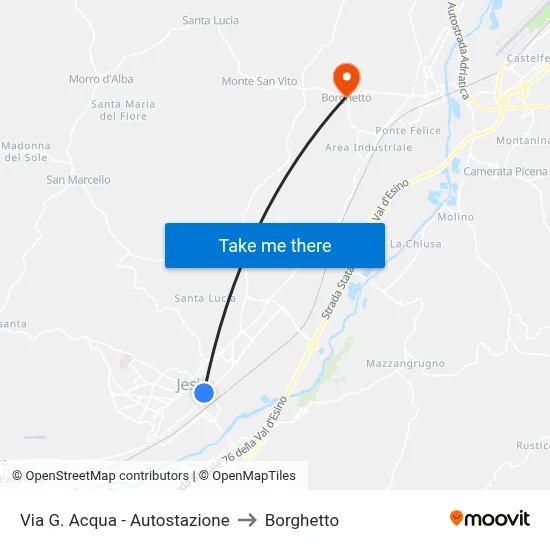 Via G. Acqua - Bus Station to Borghetto map