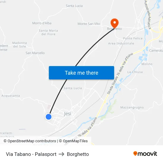 Tabano Street - Sports Hall to Borghetto map