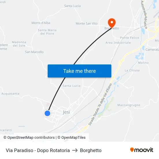 Paradise Street - After Roundabout to Borghetto map