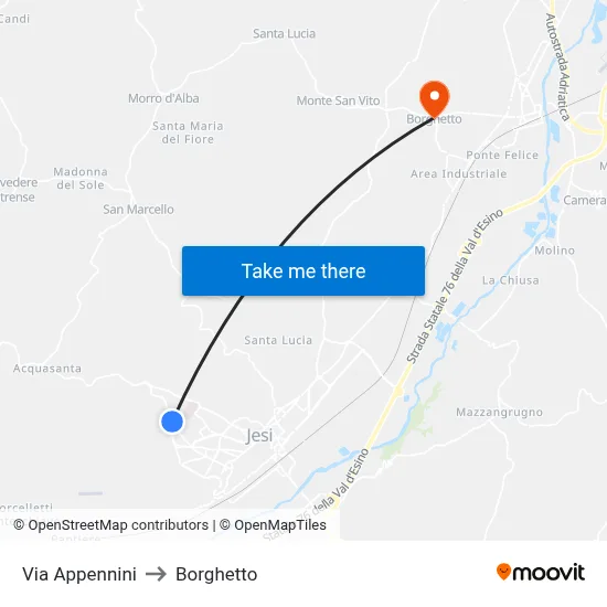 Apennine Street to Borghetto map