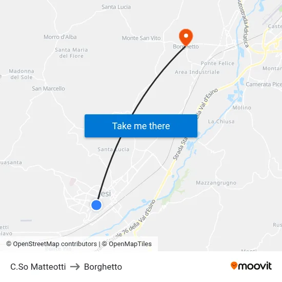 Matteotti Street to Borghetto map