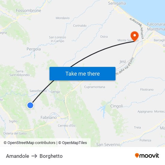 Amandole to Borghetto map