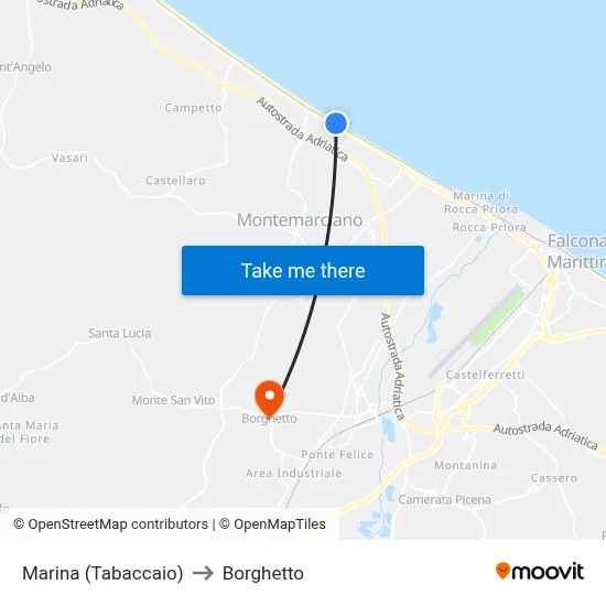 Marina (Tobacco Shop) to Borghetto map