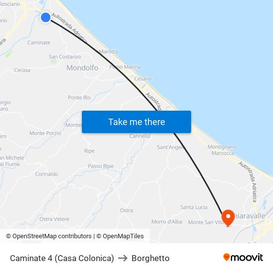 Caminate 4 (Casa Colonica) to Borghetto map