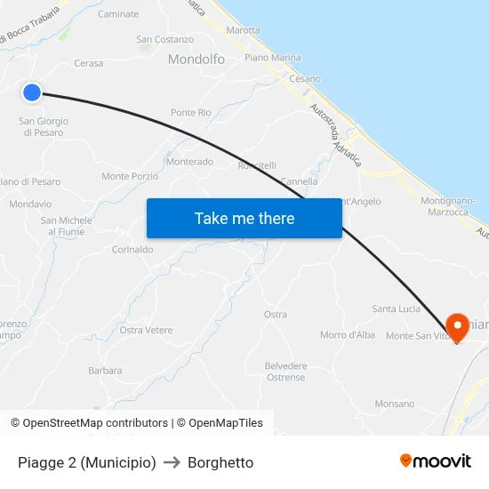Piagge 2 (Town Hall) to Borghetto map