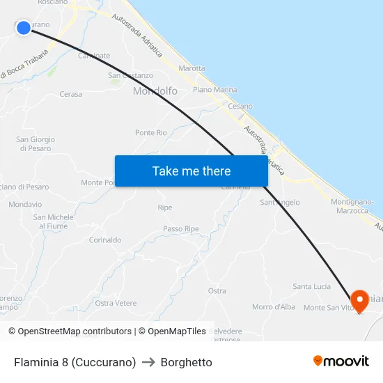 Flaminia 8 (Cuccurano) to Borghetto map