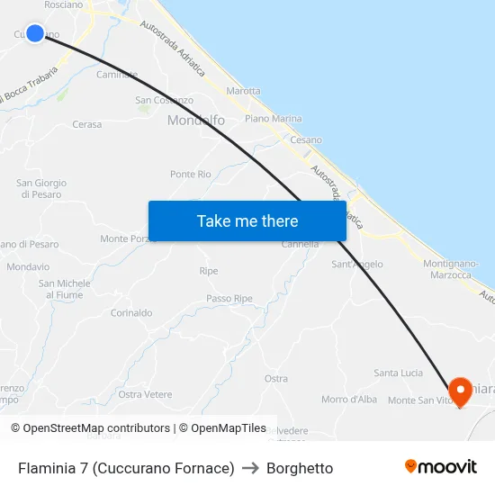 Flaminia 7 (Cuccurano Fornace) to Borghetto map