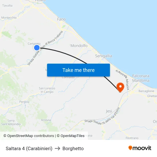 Saltara 4 (Carabinieri) to Borghetto map