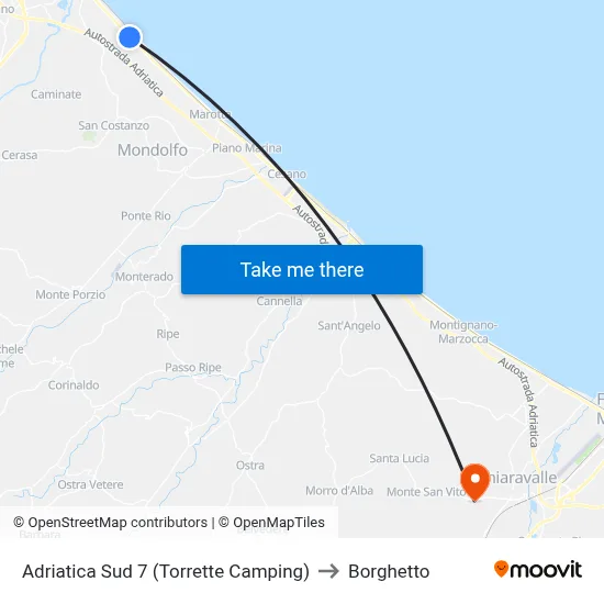 South Adriatic 7 (Torrette Camping) to Borghetto map