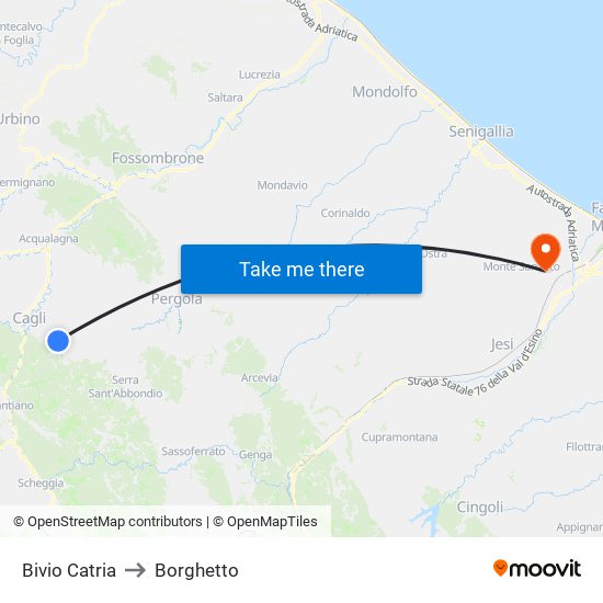 Bivio Catria to Borghetto map