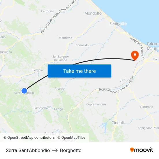 Serra Sant'Abbondio to Borghetto map
