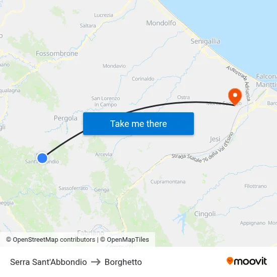 Serra Sant'Abbondio to Borghetto map