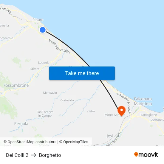 Dei Colli 2 to Borghetto map