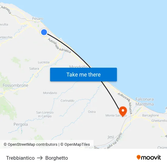 Trebbiantico to Borghetto map