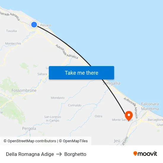 Della Romagna Adige to Borghetto map