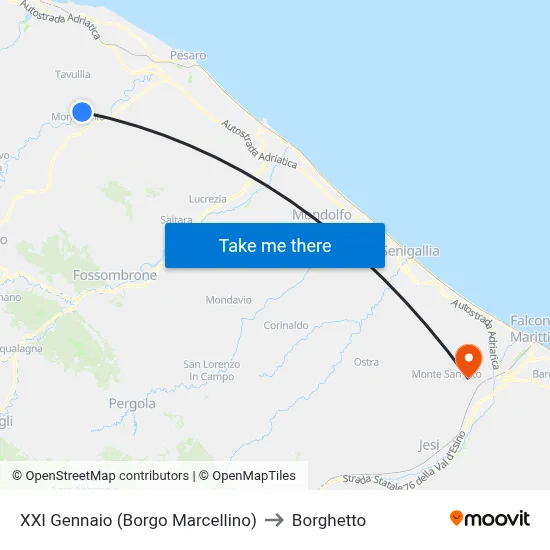 XXI Gennaio (Borgo Marcellino) to Borghetto map