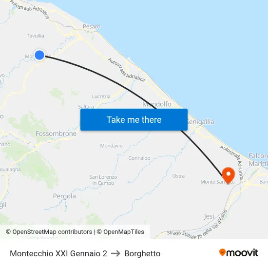 Montecchio XXI January 2 to Borghetto map