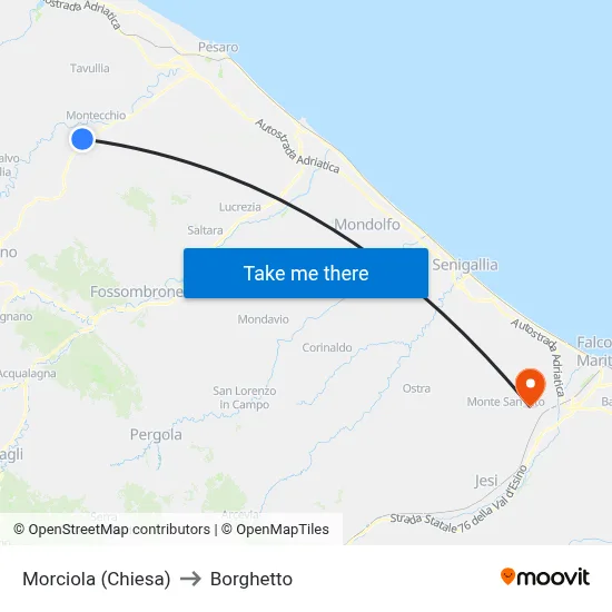 Morciola (Church) to Borghetto map