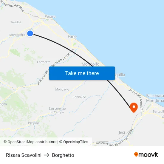 Risara Scavolini to Borghetto map