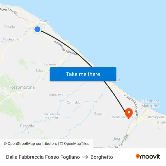 Della Fabbreccia Fosso Fogliano to Borghetto map