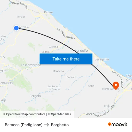 Baracca (Pavilion) to Borghetto map