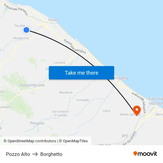 Pozzo Alto to Borghetto map