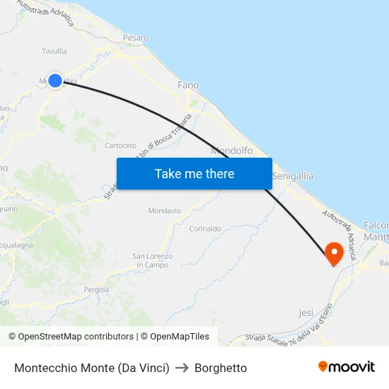 Montecchio Monte (Da Vinci) to Borghetto map