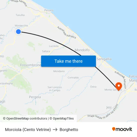 Morciola (Cento Vetrine) to Borghetto map