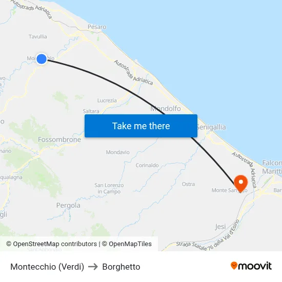 Montecchio (Verdi) to Borghetto map
