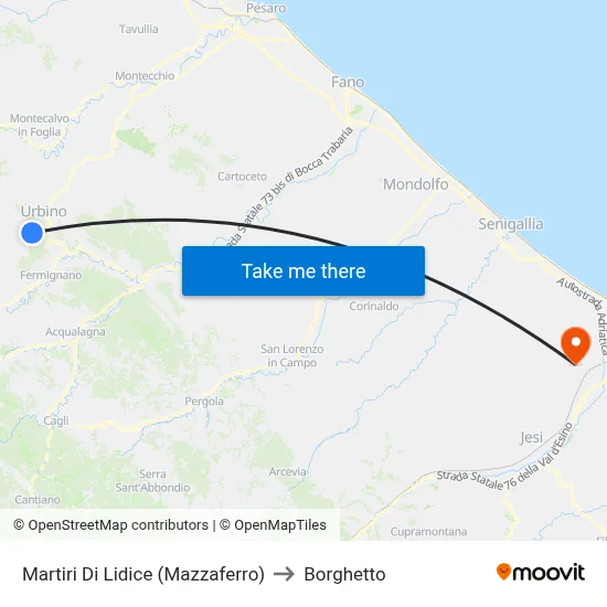Martiri Di Lidice (Mazzaferro) to Borghetto map