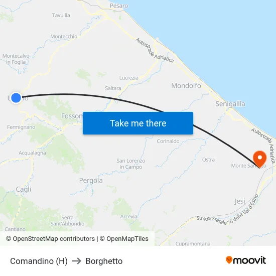 Comandino (Hospital) to Borghetto map